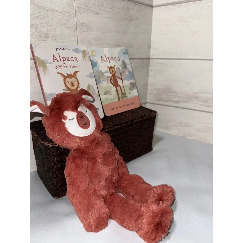 Slumberkins Alpaca Kin Plush Set with Board Book and Affirmation Card‎ Rust Red